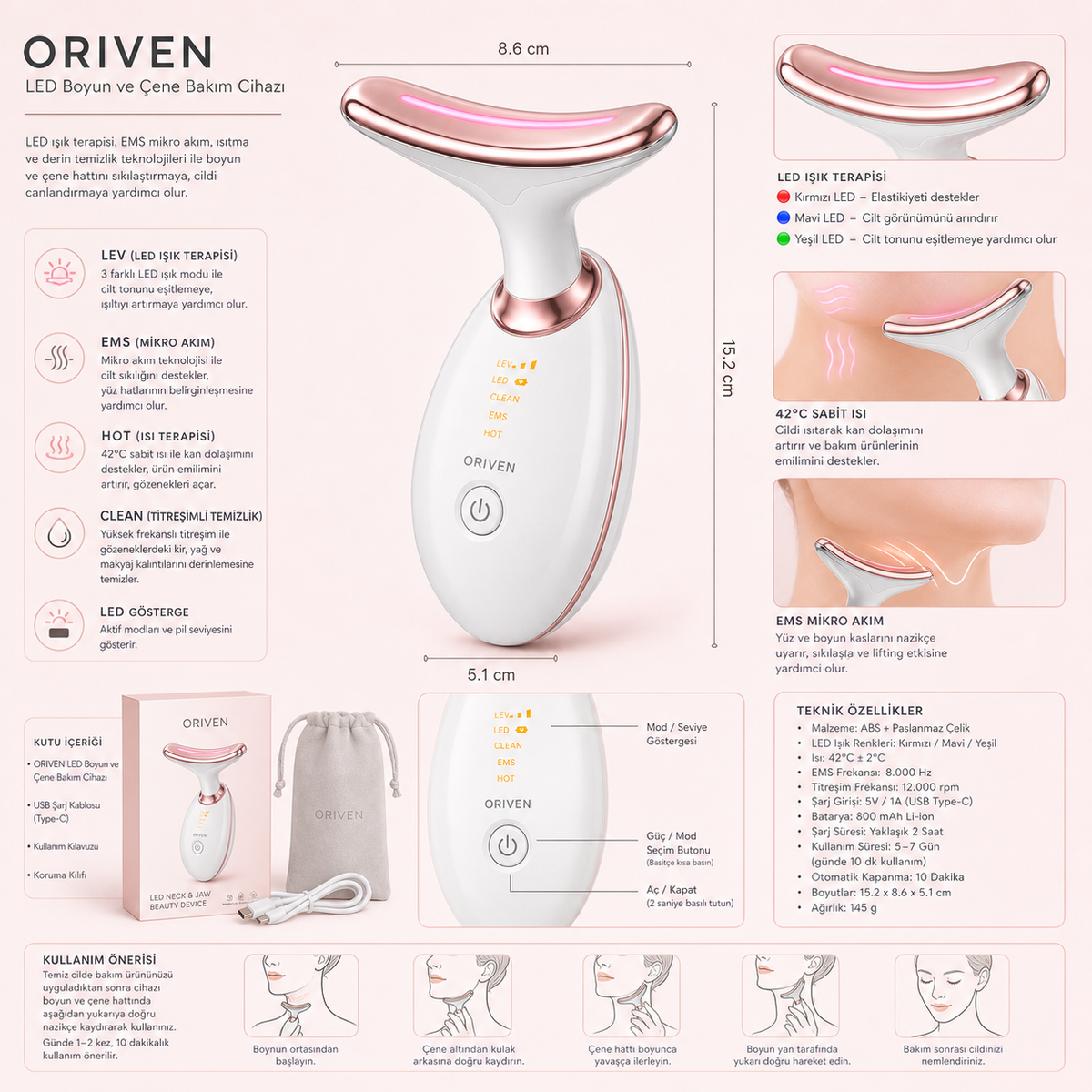 Oriven™ Kırışıklık Giderici Cilt Bakım Cihazı